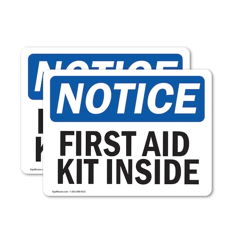 Signmission First Aid Kit Inside, 10 in W x Rectangle, Vinyl Decal OS-2PACK-NS-D-710-L-12738